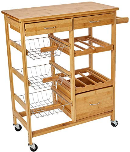 Zeller 13775 Küchenrollwagen mit Bambootop 66 x 38 x 84, Bamboo