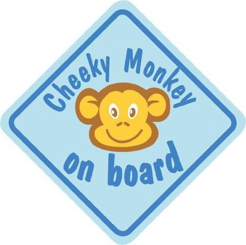 Castle CHEEKY MONKEY ON BOARD Blue Diamond Hanging Car Window Sign