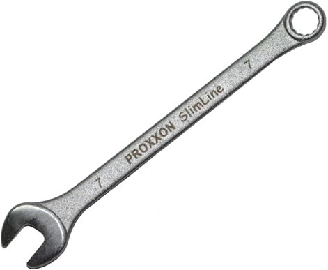 Proxxon 23907 Ring-Maulschlüssel SlimLine Größe 7mm - 15° abgewinkelt auf der Ringseite - Chrom-Vanadium Stahl