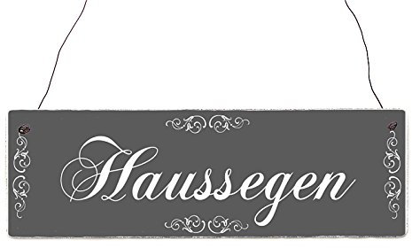 Interluxe Shabby Vintage Schild Türschild HAUSSEGEN Holzschild Landhaus Impression Chic