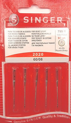 5 Original Singer Nähmaschinen Nadeln 2020 Stärke 60/08 für gewebte Stoffe 130/705