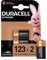 Duracell 123 Pile lithium haute puissance 3V, lot de 2 (CR123 / CR123A / CR17345), pour caméras Arlo, capteurs, verrous sans clé, flashs photo et lampes de poche