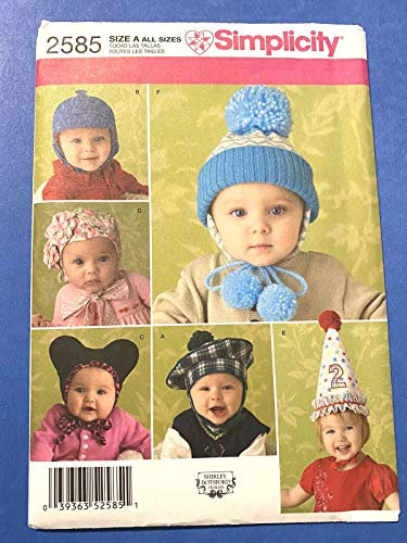 Simplicity Schnittmuster 2585 Babymützen in 6 Stilen