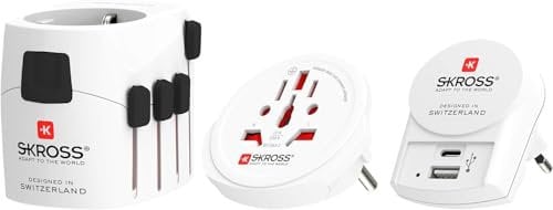 SKROSS 1.3025 PRO World + USB - Reiseadapter inklusive USB-Ladeport (2400 mA),