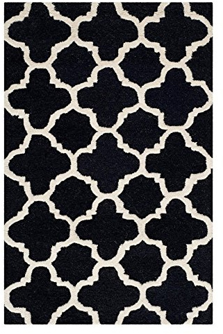 SAFAVIEH Cambridge Collection 2' x 3' Black/Ivory CAM130E Handmade Moroccan Premium Wool Accent Rug