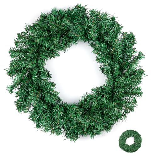 20 inch / 50 cm Plain Christmas Wreath for Wreath Crafts, Front Door/Fireplace Decorations, Natural Looking (140 Tips) (1)