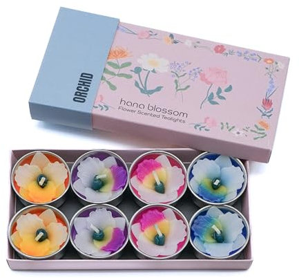 Mixed 8 Handmade Fairtrade Scented Orchid tealight Candle in Assorted Colours Gift Set
