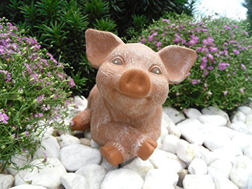 STEINFIGUREN SPICKER Steinfigur Schwein, 126/3 Ferkel, Gartenfigur Steinguss Tierfigur Terrakotta Patina