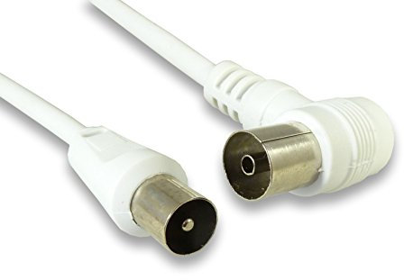 1.5m, 5m, 10m White TV Aerial Cable - Angled 90 Degree Female to Male Lead (1.5 Metres)