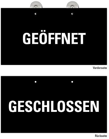Geöffnet/Geschlossen Schild Geschäft, Ladenlokal, Einzelhandel; Dienstleistung, Türschild Preiswert im Format 23,5 x 12,5 cm, schwarz