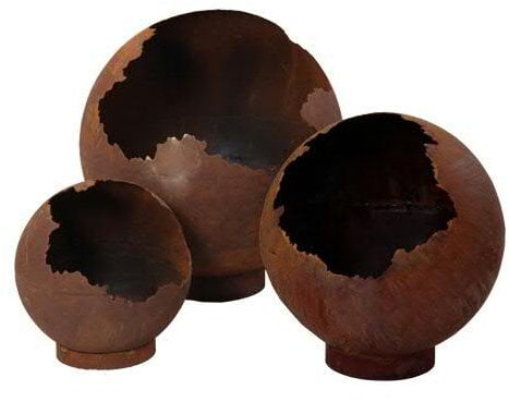 Rostige Gartenkugel mit Öffnung & Standring - Medium Dekokugel - Ø 40cm - Wetterfest & Frostsicher - Metall/Edelrost/Rost - Rostkugel/Metallkugel zur Dekoration im Garten/Gartendekoration