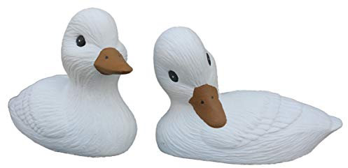 STEINFIGUREN SPICKER Steinfigur Ente 2er Set 118/5, 119/5, Gartenfigur Steinguss Tierfigur Weiß
