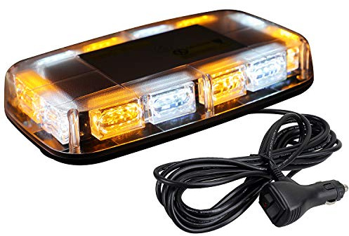 ASPL [Upgraded 5] 48LED Roof Top Strobe Lights, High Visibility Emergency Safety Warning LED Mini Strobe Light bar with Magnetic Base for 12-24V Snow Plow, Trucks, Construction Vehicles (Amber/White)