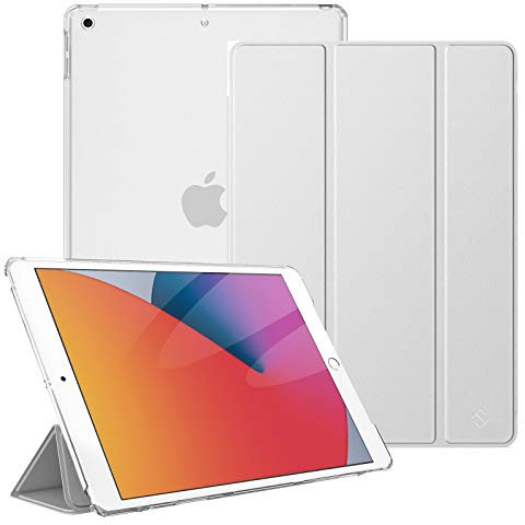 FINTIE Custodia per iPad 9a / 8a / 7a Generazione (2021 2020 2019) 10.2 Pollici - Sottile Leggero Semi-Trasparente Cover Case con Auto Sveglia/Sonno Funzione, Argento