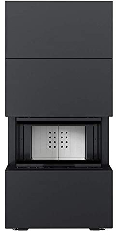 KRATKI Kaminbausatz Home Easy Box | Kamineinsatz 7 kW | 180,1 x 84,2 cm | Schwarz | Heizeinsatz mit Doppeltüröffnungssystem Guillotine nach Links & rechts | 2.BimSchV 15a B-Vg | Ideal für Zuhause