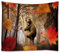 A.Monamour Wandteppich Bär Klettern Baum Eule Vogel In Herbst Wald Naturlandschaft Tuch Kunstdruck Tapisserie Wandbehang Wanddeko Vorhang Tischdecke Tagesdecke Picknickdecken Stranddecke