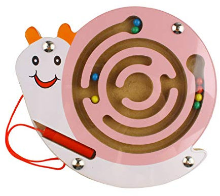 Andux Mini Wooden Magnetisches Labyrinth an Bord Spiel für Kinder MGYX-01(Schnecken)