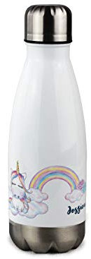 GRAZDesign Trinkflasche Kinder Einhorn mit Regenbogen 350ml Kinderflasche mit Namen personalisiert | Ideale Thermosflasche für Kinder, Kleinkinder, Kindergarten & Schule