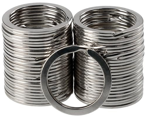 HEAVYTOOL Schlüsselringe 30mm Ø flach Design 2,6mm breit vernickelt gehärteter Stahl (25 Stück) Schlüsselring flach groß klein silber Metallring