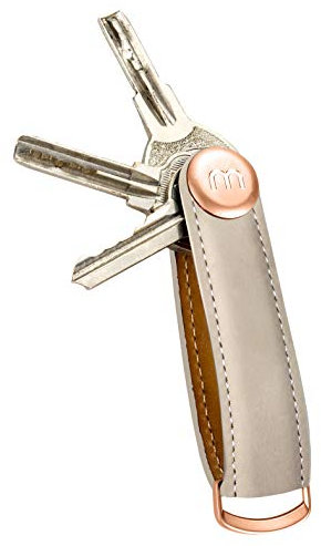Premium Leder Damen Schlüsselhalter Smart Key Organizer Schlüssel Etui Holder Schlüsselanhänger Schlüsselbund Ring Fächer Schlüsseltasche Halter Schlüsselkette Accessoire (beige)