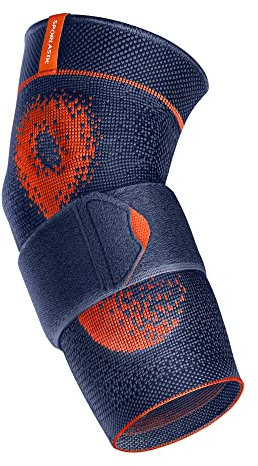 SPORLASTIC – Ellbogen Bandage EPIDYN Supreme Tennis- & Golferarm mit Silikonpelotten - Orthopäd. Ellenbogenbandage bei Sehnenscheidenentzündungen - Ellenbogen Kompressionsbandage - Orange Größe S