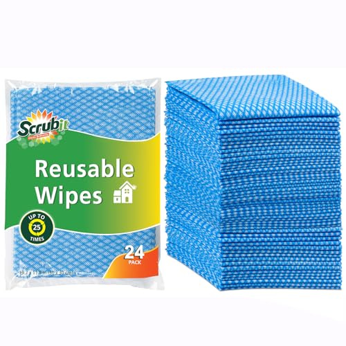 SCRUBIT Reusable Handy Wipes – Cleaning Cloth for House and Office - Dish Cloths for Washing Dishes - Multi Purpose Cleaning Towels (12 x 20 in) 24 Pack