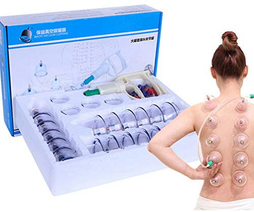 Juegos de terapia de ventosas al vacío de 24 tazas, juego de terapia de ventosas chinas con bomba, juego de herramientas de masaje de espalda con ventosas