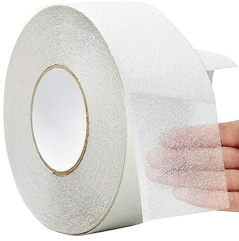 Guuzi Anti-Rutsch-Klebeband, 5cm × 20m, Rutschfester Reibung, Schleifkleber für Treppen, Sicherheit, Trittstufe, Innen, Draussen, Achtung -Transparent
