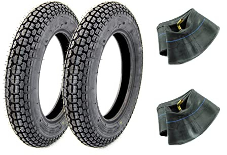 Set 2x Kenda Reifen 3,50 x 10 Zoll, Profil K303A, 4PR, 51J, TT inklusive 2x Schlauch 3,50 x 10 Zoll für Roller
