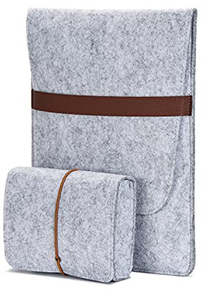 LUOHANGE Vertical 15 Inch MacBook Pro Sleeve Protective Laptop Case for 16 Inch MacBook Pro 2019, 15 Inch MacBook Pro 2015-2019, Dell XPS 15 with Small Felt Accessory Bag(Light Gray)