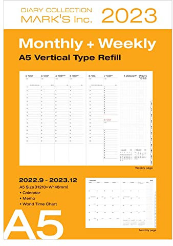 MARK'S 2022/2023, A5 Vertical Type Refill: Von September 2022 bis Dezember 2023