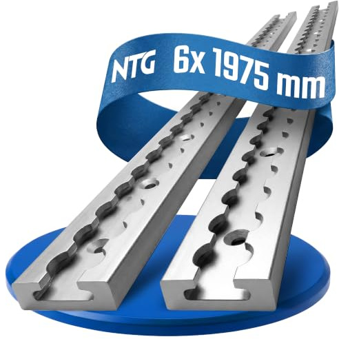 NTG Aluminium Airlineschienen Set eckig 12m (6x2m) - gebohrt eloxiert | Airlineschiene für LKW Anhänger Transporter Wohnmobil Werkstatt - Alu-Schiene Zurrschiene Fitting Kfz Zubehör