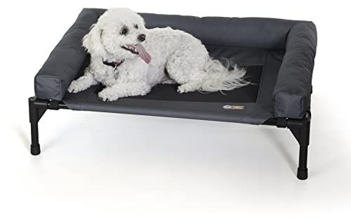 K&H Pet Products Bolster Hundebett, kühlend, für drinnen und draußen, erhöhtes Hundebett mit abnehmbaren Nackenrollen, waschbarer Netzbezug, erhöhtes Camping-Hundebett für mittelgroße Hunde,