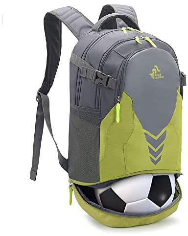 free knight Rucksack mit Bottom Ball Compartment - große Kapazität Sportgeräte Tasche für Jugend Jungen Mädchen Fit Basketball Volleyball Fußball Soccer Ball (Hellgrün)