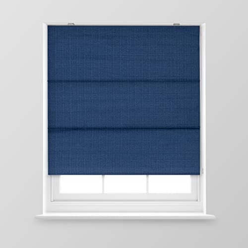 A.Unique Home Textured Weave Dimout Roman Window Blind in a Variety of Colours and Sizes Ideal for any Room. (Navy, 180cm x 170cm (70.8 x 66.9) (6FT))