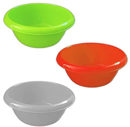 HAC24 3er Set Plastikschüssel 1,1 Liter Schüssel Kunststoffschüssel Rührschüssel Küchenschüssel Servierschüssel