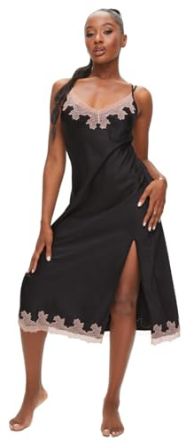 Ann Summers Sorella Maxi Satin Lace Trim Chemise Lingerie for Women Black