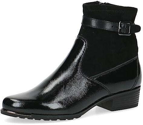 CAPRICE Damen Stiefeletten mit Absatz mit Schnalle Kleiner Absatz, Schwarz (Black Comb), 40 EU