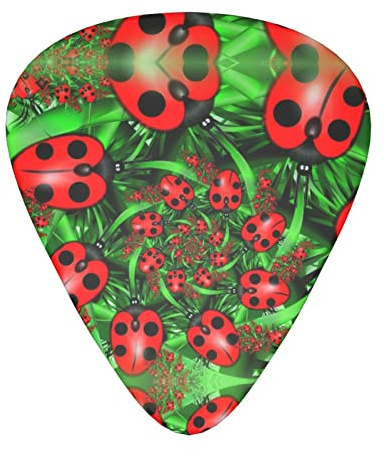 Red Ladybug Gitarrenplektren 12-teilig Set für Akustikgitarre, E-Gitarre, Kontrabass, Ukulele