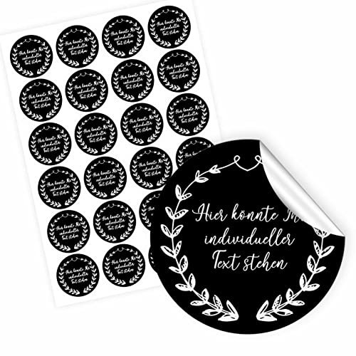 24 Stück Personalisierte Aufkleber - Personalisierte Aufkleber mit Wunschtext - 4,5 cm Runde Papieraufkleber Etiketten für Hochzeit, Taufe, Produkte, Geburtstag (Style 12)