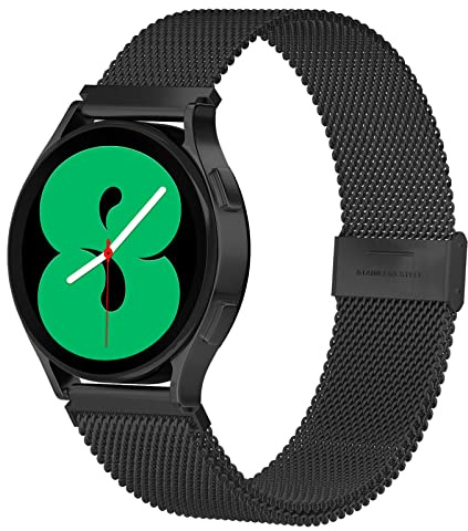 Armband Kompatibel mit Samsung Galaxy Watch 5 / 5 Pro / 4 (Classic) / Active 2 / 3 41mm, 20mm Edelstahl Mesh Metallmagnet Armbänder für Frauen Männer (Schwarz)