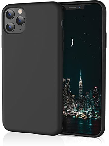 HiiVeet Silicone Case Compatible with iPhone 11 Pro Case 5.8 Inch, Soft Ultra Slim Protective Shockproof Liquid Silicone Phone Case with Anti-Scratch Microfiber Lining,Black