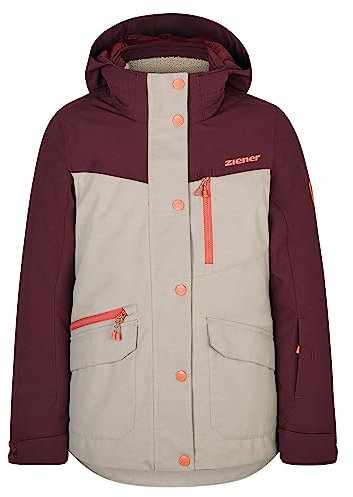 Ziener Mädchen ANOKI Ski-Jacke, Winterjacke | wasserdicht, winddicht, warm, silver beige tex, 128