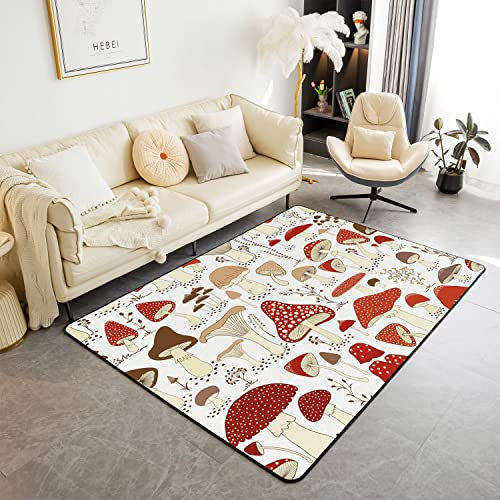 Loussiesd Netter Pilz Dekor Bereich Teppich 100x150cm Cartoon Pilze Teppiche Für Wohnzimmer Schlafzimmer Kawaii Pilz Küchenteppich Terrasse Teppich Wetterfest rutschfest rutschfest
