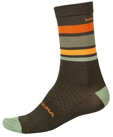 Endura BaaBaa Merino Stripe Fahrradsocken für Herren, Olivgrün, L