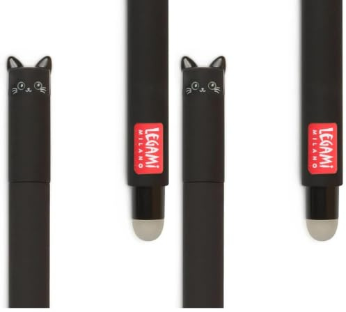 LEGAMI Stylo à encre gel effaçable - encre thermosensible - diamètre de la pointe : 0,7 mm, longueur : 15 cm - encre noire (Lot de 2)