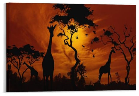 Puzzle 1000 Teile,Giraffen im glühenden Sonnenuntergang,Papier Kinderspielzeug Dekompressionsspiel(38x26cm)-80