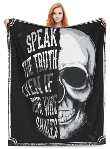 Turamurra Skelett-Totenkopf-Grafikdecke, weiches Flanell, schwarz, 203 x 152 cm, Überwurfdecke für Erwachsene und Kinder, Totenkopf-Liebhaber, Heimdekoration