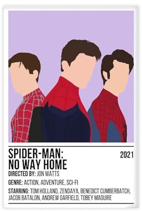 Spider-Man No Way Home Poster, Filmposter, Filmposter, Wandkunst, Dekor, Bild, Gemälde für Wohnzimmer, Schlafzimmer, Dekoration, ungerahmt, 30 x 45 cm