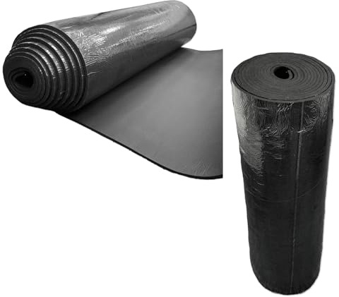 Tapis d'isolation autocollant - Tapis acoustique - Caoutchouc PVC + NBR - 0,5 rouleau = 5 m² - Épaisseur d'isolation : 10 mm - Isolation acoustique - 1/2 rouleau = 5 m²